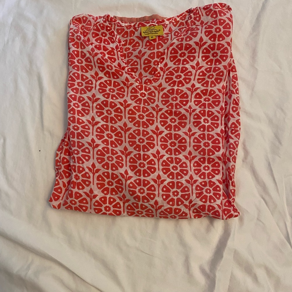 Roberta Roller Rabbit pink floral print tunic coverup - SZ M USED CONDITION